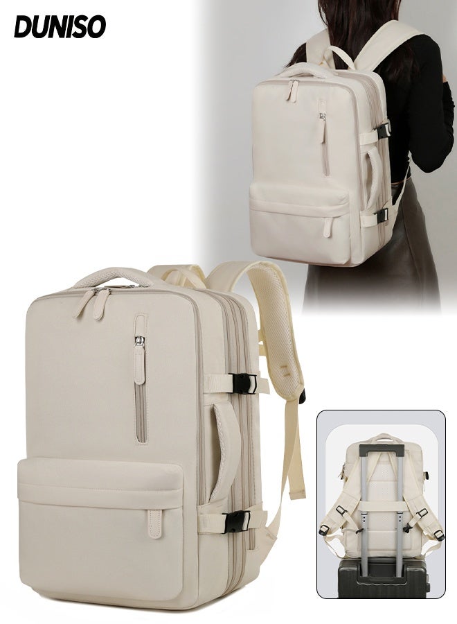 DUNISO Backpack，Lightweight Waterproof Travel Business Bag，Large Capacity Schoolbag for Men Women，Used for School, Office, Travel, Sports,White - Image 1