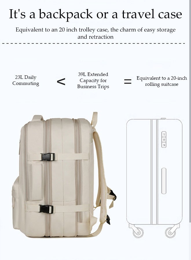 DUNISO Backpack，Lightweight Waterproof Travel Business Bag，Large Capacity Schoolbag for Men Women，Used for School, Office, Travel, Sports,White - Image 5