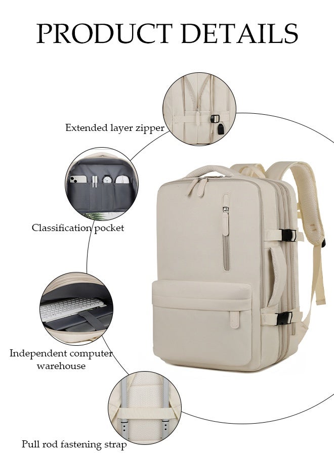 DUNISO Backpack，Lightweight Waterproof Travel Business Bag，Large Capacity Schoolbag for Men Women，Used for School, Office, Travel, Sports,White - Image 3