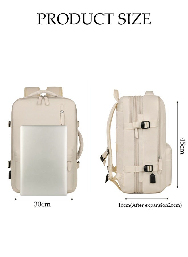 DUNISO Backpack，Lightweight Waterproof Travel Business Bag，Large Capacity Schoolbag for Men Women，Used for School, Office, Travel, Sports,White - Image 2