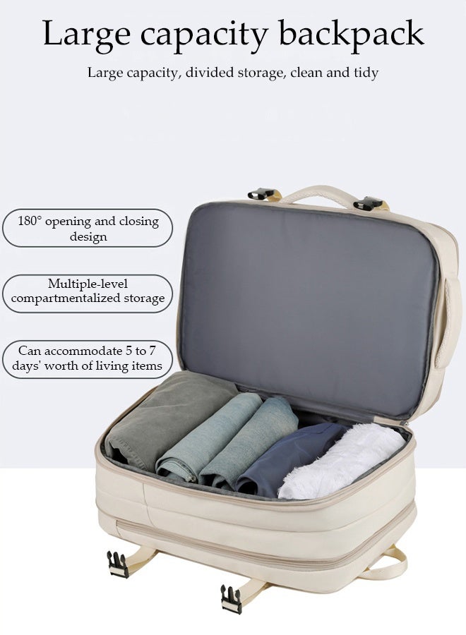 DUNISO Backpack，Lightweight Waterproof Travel Business Bag，Large Capacity Schoolbag for Men Women，Used for School, Office, Travel, Sports,White - Image 4