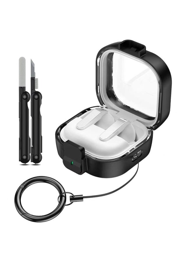 SANMUDII Earphone Case for Samsung Galaxy Buds 4/Buds 4 Pro — ABS Case, Full-Coverage Protection, Scratch-Resistant and Durable, Shock-Absorbing and Drop-Proof, Includes Lanyard and Cleaning Kit (Transparent Black) - Image 1