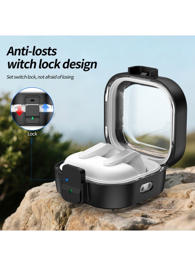 SANMUDII Earphone Case for Samsung Galaxy Buds 4/Buds 4 Pro — ABS Case, Full-Coverage Protection, Scratch-Resistant and Durable, Shock-Absorbing and Drop-Proof, Includes Lanyard and Cleaning Kit (Transparent Black) - Image 4