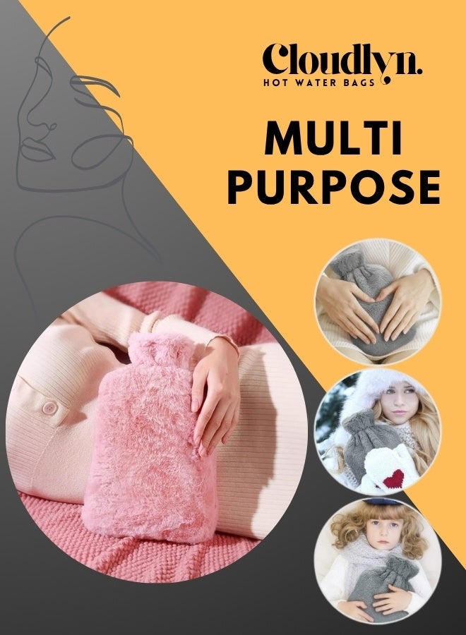 Cloudlyn 2L water capacity hot water rubber bag with plush cover for cramps and pain relief - Image 3