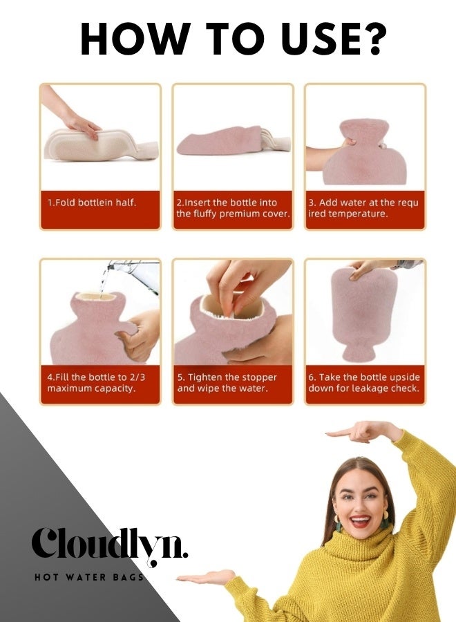 Cloudlyn 2L water capacity hot water rubber bag with plush cover for cramps and pain relief - Image 5