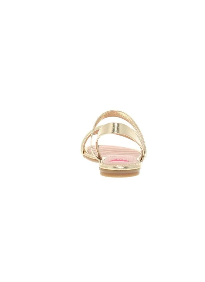 موليكينها Molekinha Junior Girls, Metallic Golden, open toe, flat sandals with ankle support and soft padding. Suitable for everyday wear