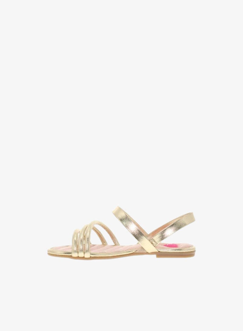 Molekinha Junior Girls, Metallic Golden, open toe, flat sandals with ankle support and soft padding. Suitable for everyday wear - Image 3