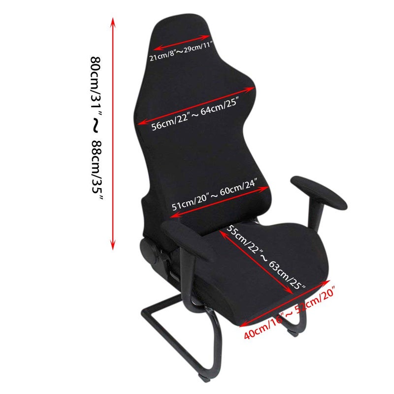 بي تي سكاي Btsky Office Office Computer Game Chair Slippercovers أغطية بوليستر مسطّحة لإعادة ألعاب ألعاب السباق Black (بدون كرسي) - Image 3