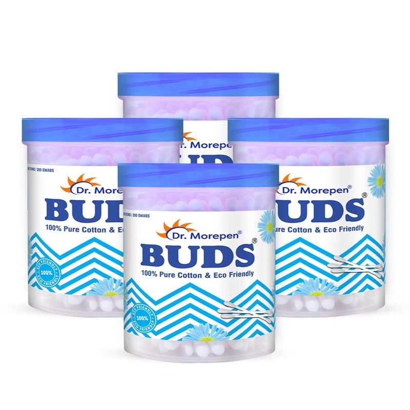 DR. MOREPEN BUDS 100% Pure Cotton & Eco-Friendly Paper Earbuds - 100 Cotton Buds Pack of 4 - Image 1