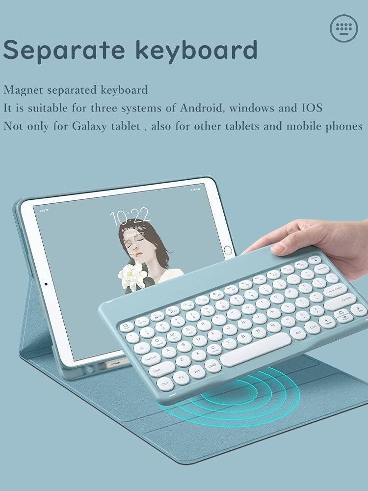 كاست ويف لوحة مفاتيح لجهاز Galaxy Tab S8 2022 / S7 2020 مقاس 11 بوصة (Sm-X700/X706/T870/T875/T878) حافظة لوحة مفاتيح ملونة لطيفة بمفتاح دائري لاسلكي قابل للفصل ولوحة مفاتيح بلوتوث مع حامل قلم (أخضر نعناعي) - Image 2