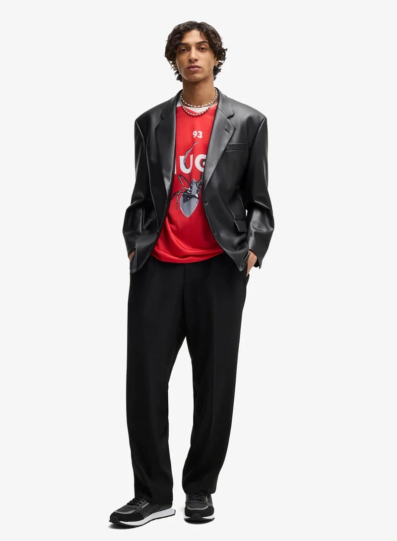 هوجو مدربات برباط من مواد مختلطة مع جزء علوي بشعار المونوغرام