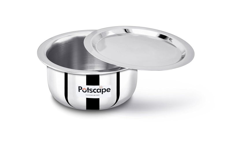POTSCAPE Triply Cooking Pot with Lid, 14 cm Capacity 1.15 LTR | Even Heat Distribution, Dishwasher Safe | Healthy Cooking | Gas & Induction Compatible | Stainless Steel Tope - 5 Year Warranty - Image 2