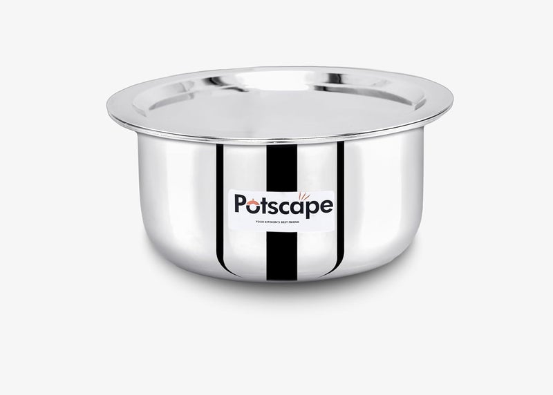 POTSCAPE Triply Cooking Pot with Lid, 14 cm Capacity 1.15 LTR | Even Heat Distribution, Dishwasher Safe | Healthy Cooking | Gas & Induction Compatible | Stainless Steel Tope - 5 Year Warranty - Image 1