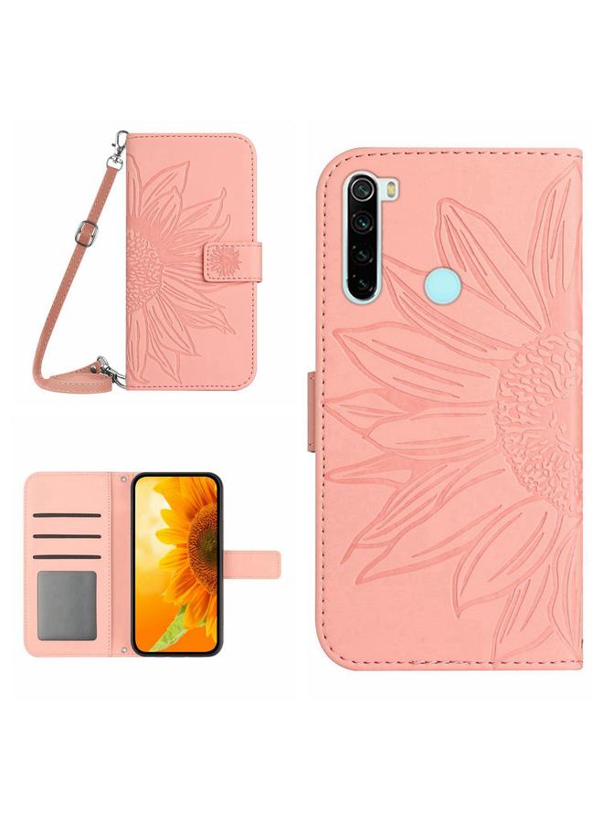 The Bros Case For Xiaomi Redmi Note 8T Skin Feel Sun Flower Pattern Flip Leather Phone Case with Lanyard