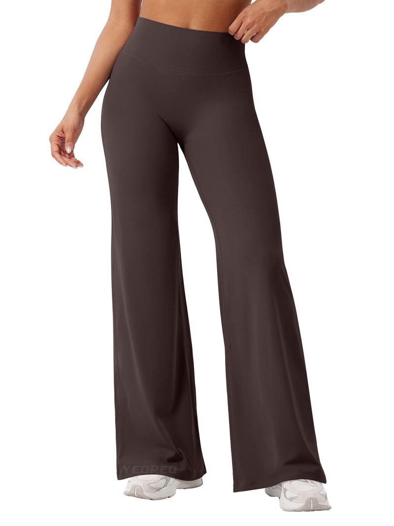 YEOREO Workout Leggings Womens No Front Seam Straight Leggings 31.5" High Waist Buttery Eddiy Gym Yoga Pants Dark Brown XXS - Image 1
