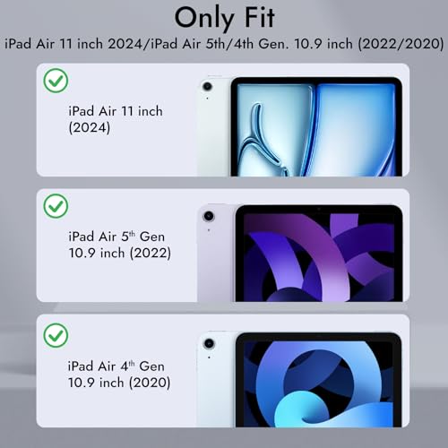 Robustrion Case Cover for iPad Air 11 Inch Cover M4 / M3 / M2 / iPad Air 5th Generation/Air 4th Gen with [Transparent Back] [Pencil Holder] for iPad Air 11 M4/M3 M2/Air 4th 5th Gen - Light Blue - Image 2