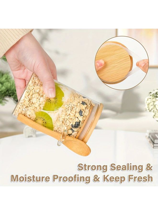 550ml Airtight Food Container With Lid Spoon Reusable Plastic Jar For Overnight Oats Salad - Image 2