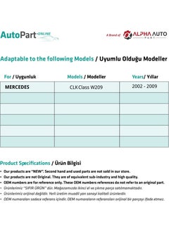 Alpha Auto Part Rear Window Jack Plastic for Mercedes Clk Class W209 - Right  - Image 1