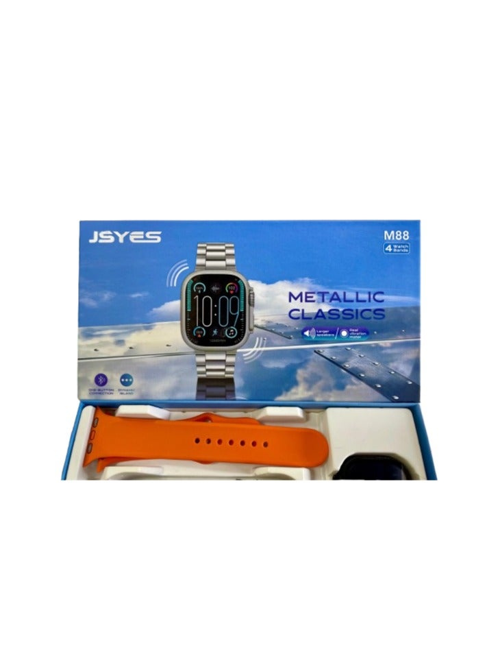 جيسي مجموعة ساعات JSYES الرقمية بسوار معدني، سوار سيليكون برتقالي، سوار أسود، 3 أحزمة قابلة للتبديل، موديل M88 - Image 3