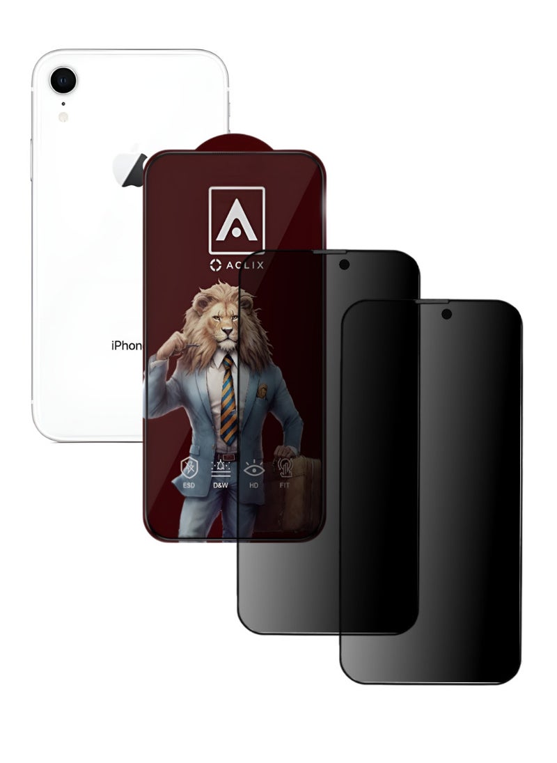 ACLIX 2 Pieces Antistatic ESD Dustproof Premium Quality High Definition Anti-Spy Privacy Tempered Glass Screen Protector Designed For  iPhone XR - Image 1