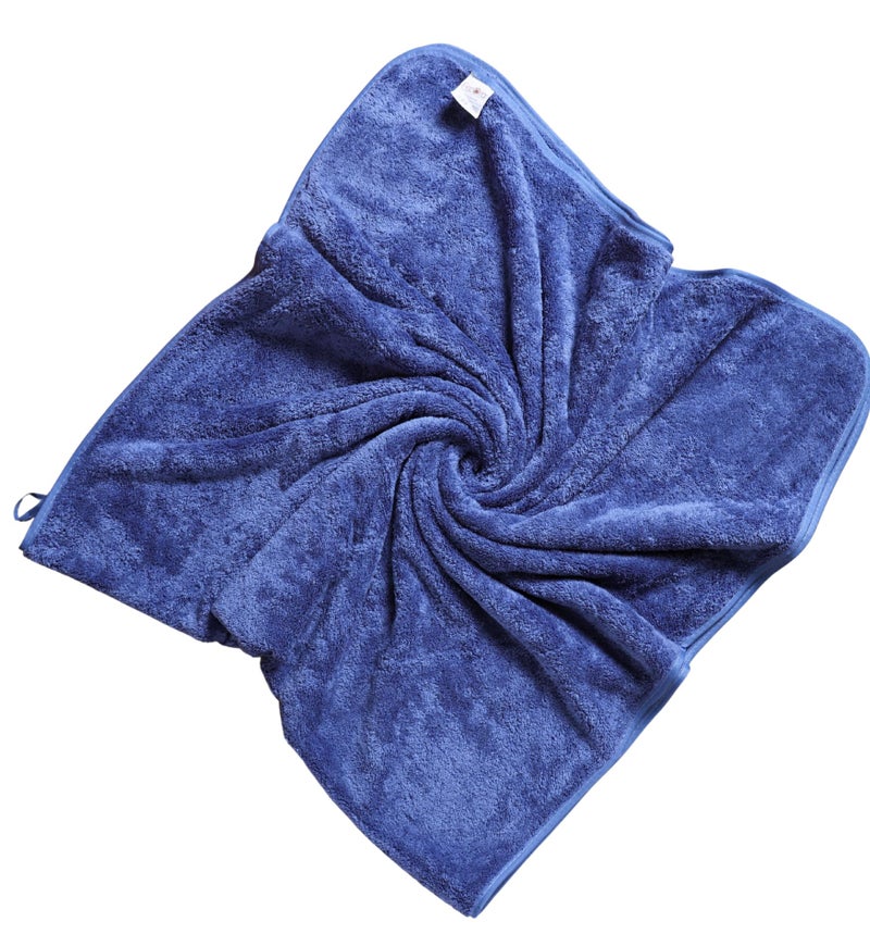 Fezora® Microfiber Towels for Bath | Towels for Bath Large Size | Bath Towel- Super & Absorbent with Hook Quick Dry | 500 GSM | 1 Piece Bath Towel for Men/Women 70 cms x 140 cms (Dark Blue) - Image 1