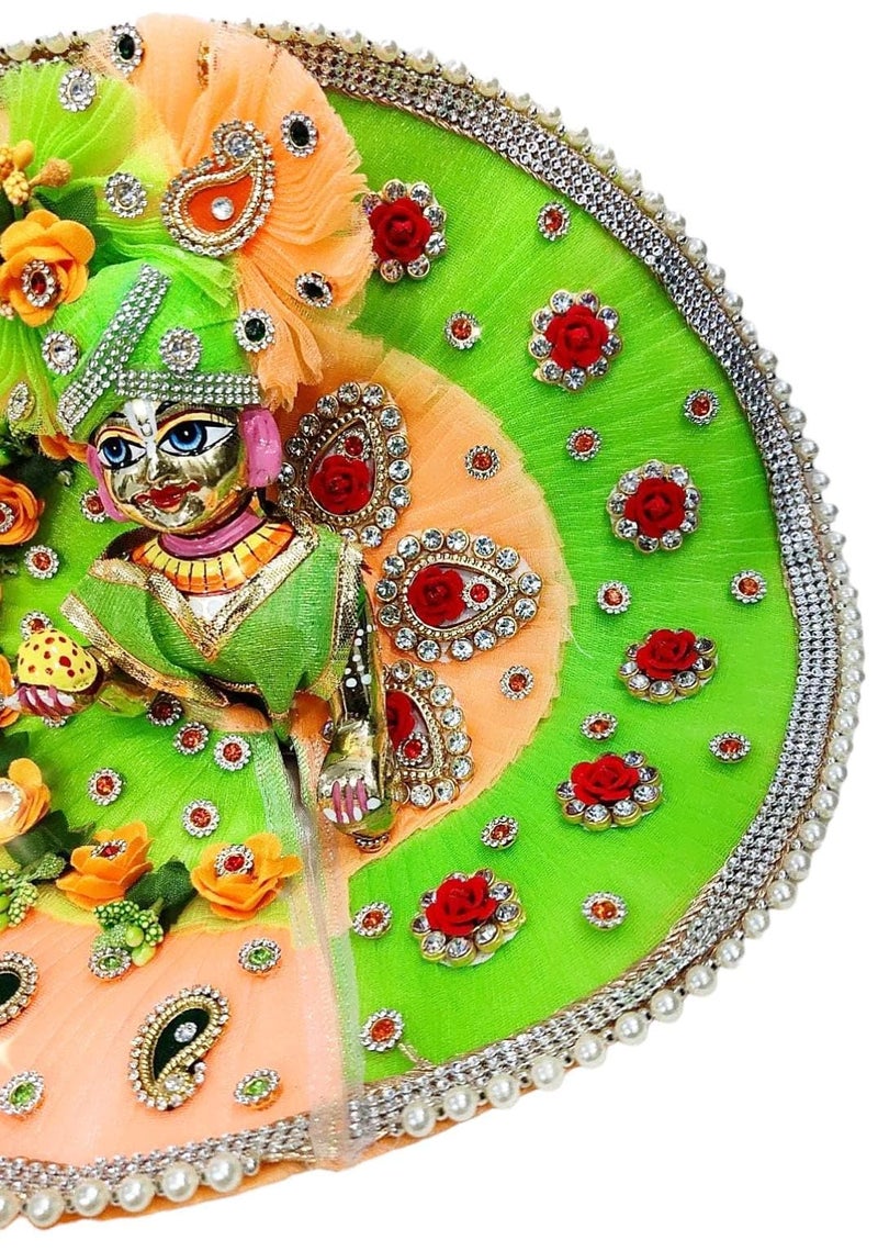 Partish Laddu Gopal Janamashtmi Dress l Ladoo Gopal Dress l Kanha Ji Dress Size 1 2 4 5 6 (Size 5, Peach+Green) - Image 3
