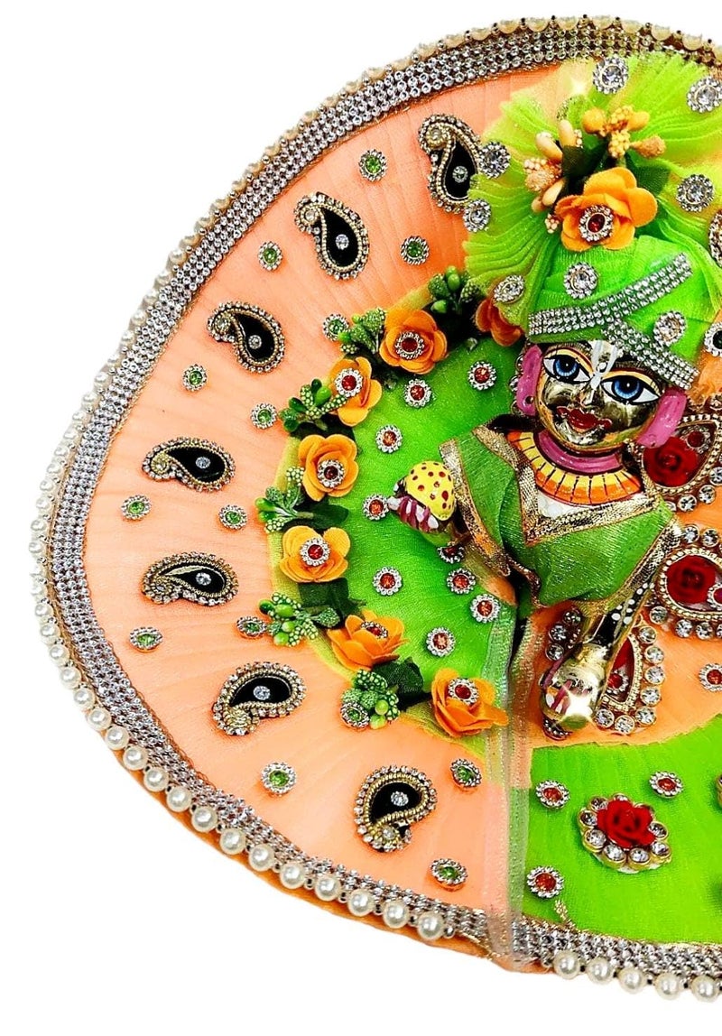 Partish Laddu Gopal Janamashtmi Dress l Ladoo Gopal Dress l Kanha Ji Dress Size 1 2 4 5 6 (Size 5, Peach+Green) - Image 4