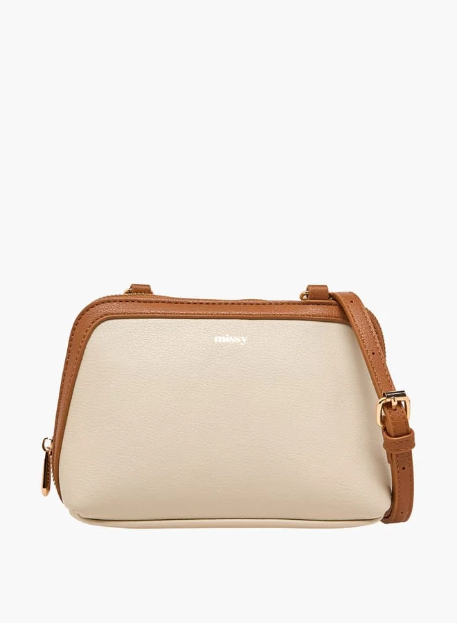 MISSY Women Panelled Crossbody Bag with Detachable Strap and Zip Closure