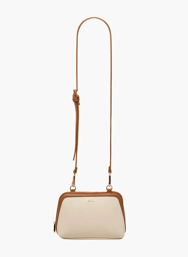 MISSY Women Panelled Crossbody Bag with Detachable Strap and Zip Closure