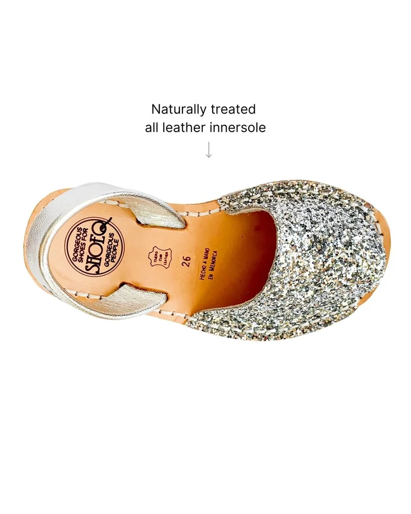 SHOEQ Silver Glitter Girls Classic Avarca for Women | Best Price UAE