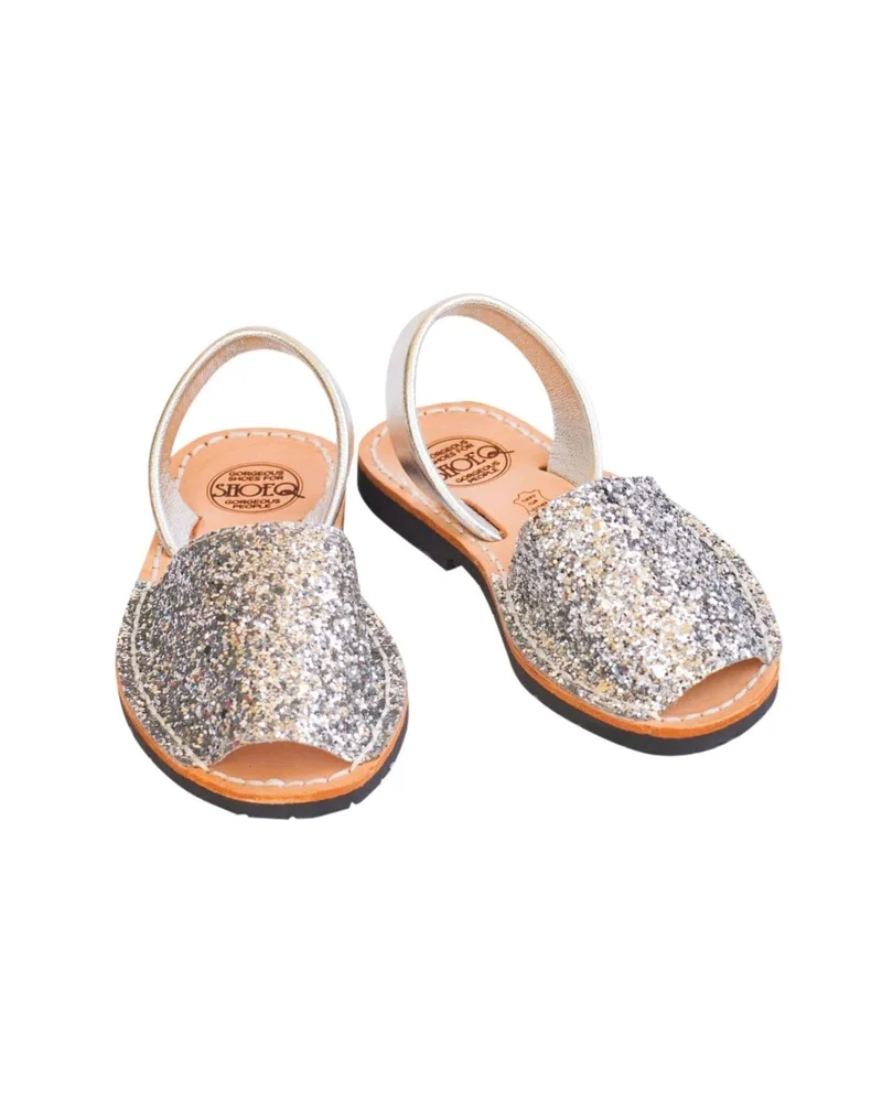 SHOEQ Silver Glitter Girls Classic Avarca for Women | Best Price UAE