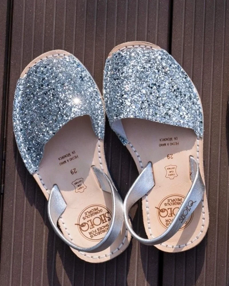 SHOEQ Silver Glitter Girls Classic Avarca for Women | Best Price UAE