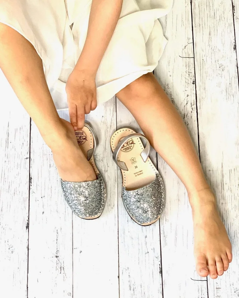 SHOEQ Silver Glitter Girls Classic Avarca for Women | Best Price UAE