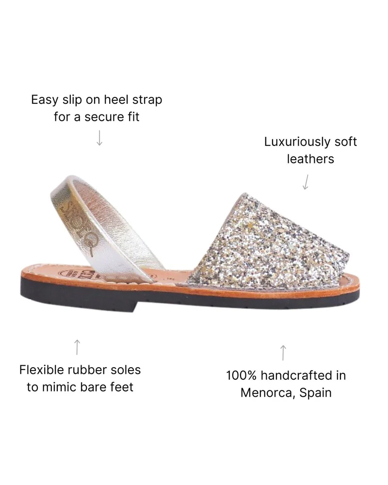 SHOEQ Silver Glitter Girls Classic Avarca for Women | Best Price UAE