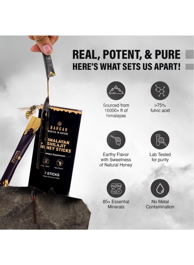BARGAD Pure Himalayan Shilajit Sticks With Organic Honey & Saffron (7 Count) | Easy Single Use Shilajit Sticks | Boosts Energy & Immunity With 85+ Trace Minerals, 75%+ Fulvic Acid - Image 3