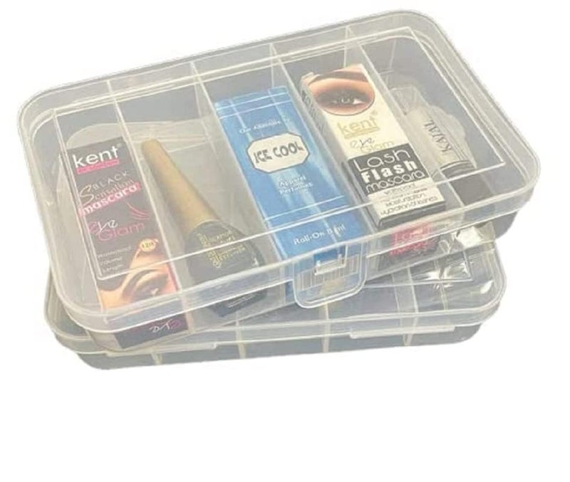c s m C.S.M CSM® Jewellery Case Organiser(CLICK-5-2) Multipurpose Plastic Storage Box with dividers 5 Grids, Transparent (Pack of 2 Boxes) - Image 3