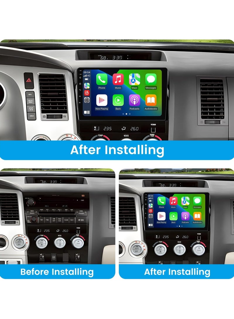 Vierex Car Stereo For Toyota Tundra 2007-2013 And Toyota Sequoia 2008-2019 Android Screen With Carplay Android Auto Wireless 4GB RAM 32GB ROM HD Camera Included Touch Screen With Frame  - Image 2