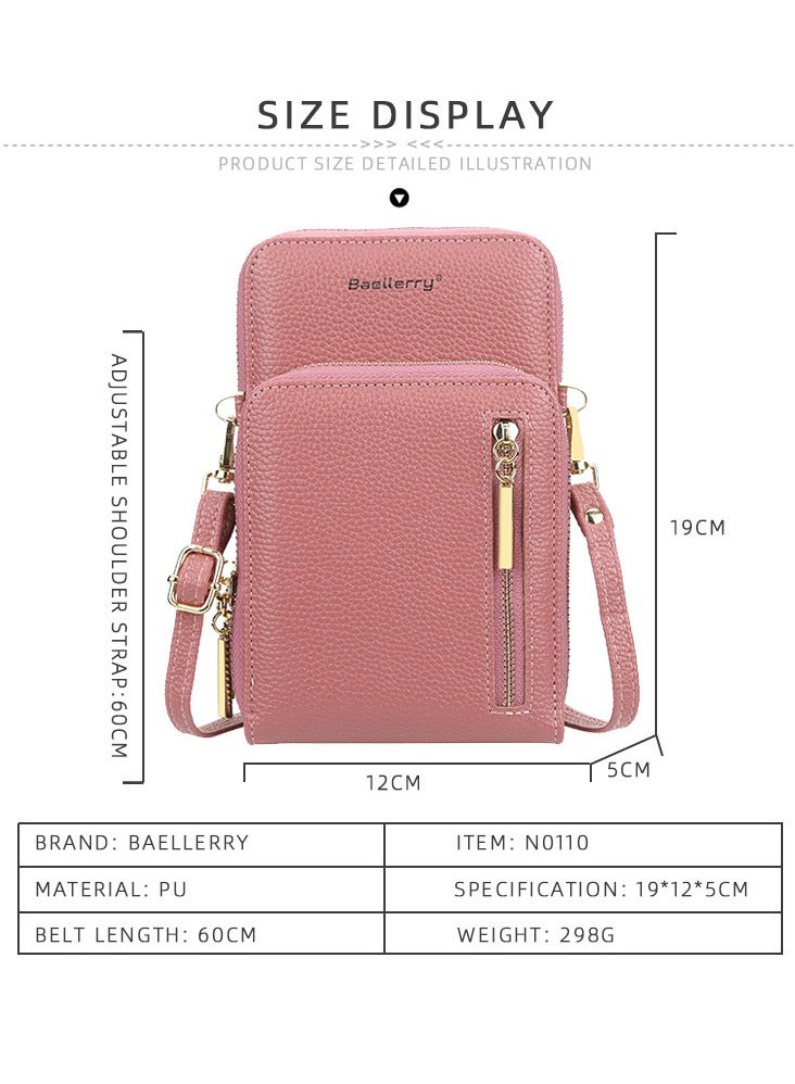 baellerry Crossbody Mobile Phone Wallet With Shoulder Strap Pink - Image 2