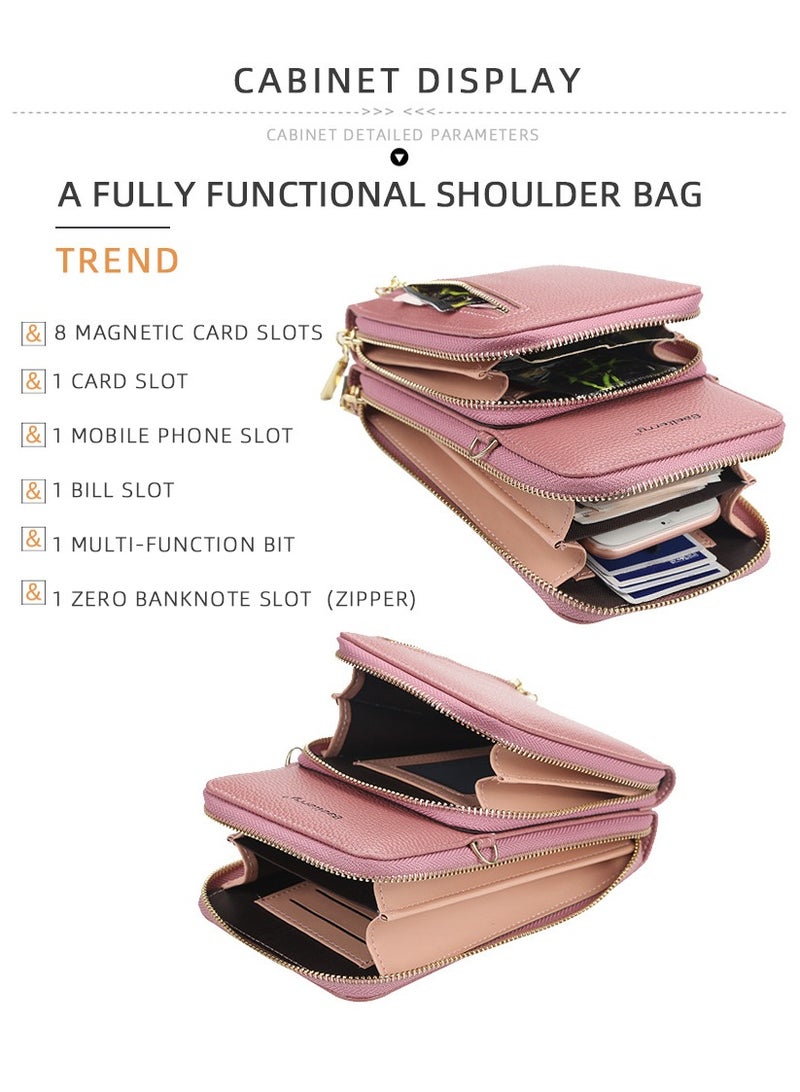 baellerry Crossbody Mobile Phone Wallet With Shoulder Strap Pink - Image 3