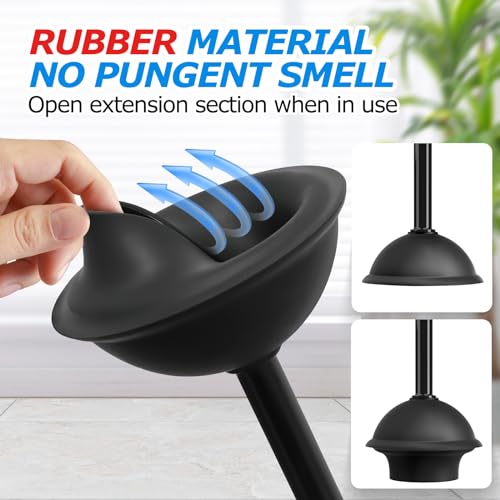 FORASTO 2Pack 2 in 1 Toilet Brush and Plunger Set, Extended Handle Plunger,Toilet Bowl Brush Plunger Set,Clean Gloves,Cleaning Tools,Cleaning Brush,Cleaning Supplies,Toilet Brush Plunger Combo,Black - Image 4