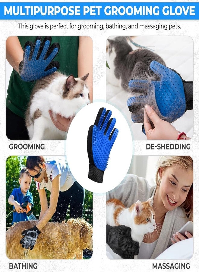Veemok 1. Pet Grooming Glove Hair Remover - (Blue) Deshedding & Bathing Massage Mitt with 5-Finger Design, Adjustable Strap - Gentle Fur Cleaning Glove for Dogs, Cats & Pets Pet Hair Remover Glove - Image 4