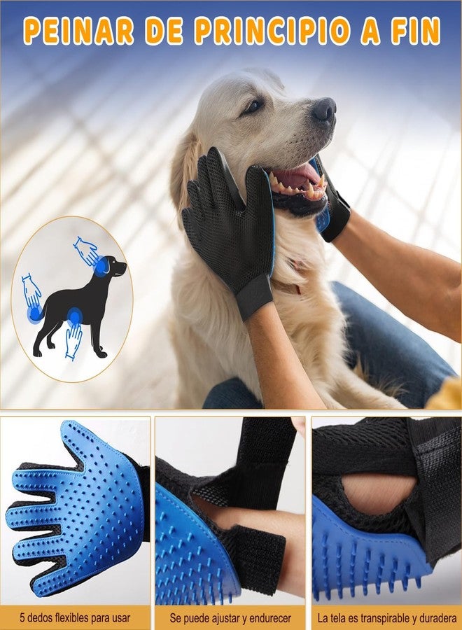 Veemok 1. Pet Grooming Glove Hair Remover - (Blue) Deshedding & Bathing Massage Mitt with 5-Finger Design, Adjustable Strap - Gentle Fur Cleaning Glove for Dogs, Cats & Pets Pet Hair Remover Glove - Image 2