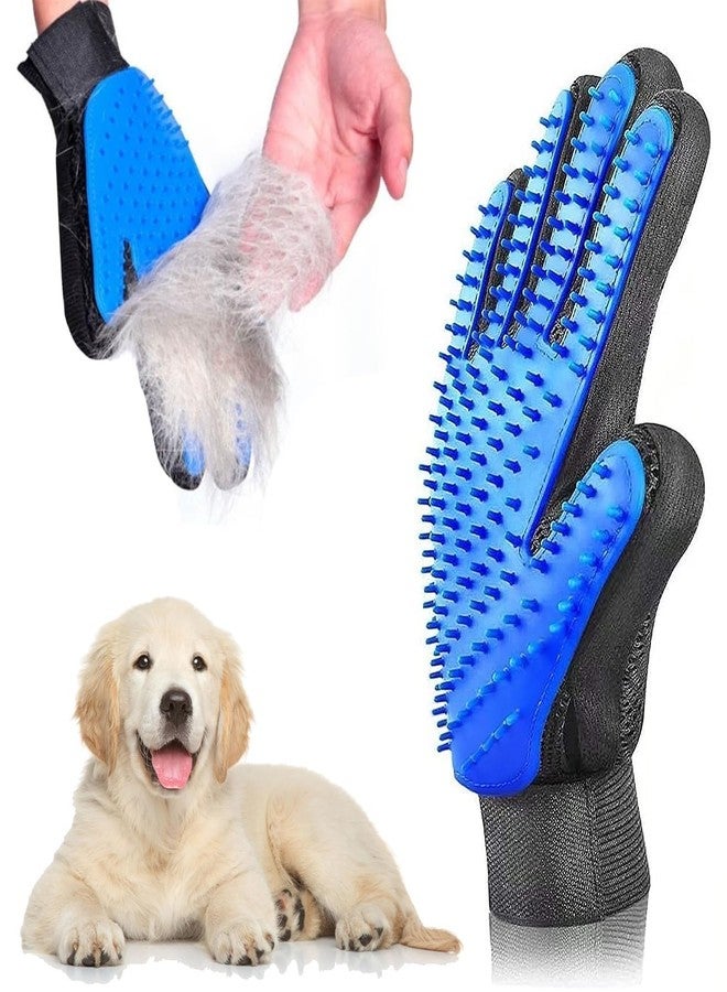 Veemok 1. Pet Grooming Glove Hair Remover - (Blue) Deshedding & Bathing Massage Mitt with 5-Finger Design, Adjustable Strap - Gentle Fur Cleaning Glove for Dogs, Cats & Pets Pet Hair Remover Glove - Image 1