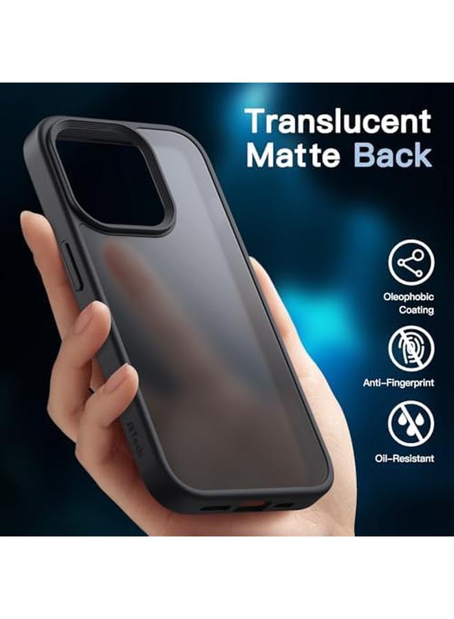 جي تيك جراب غير لامع 5 في 1 لهاتف Iphone 15 Pro مقاس 6.1 بوصة مع قطعتين من واقي الشاشة الزجاجي المقوى وواقي عدسة الكاميرا وغطاء خلفي شفاف مقاوم للصدمات لهاتف أسود - Image 4