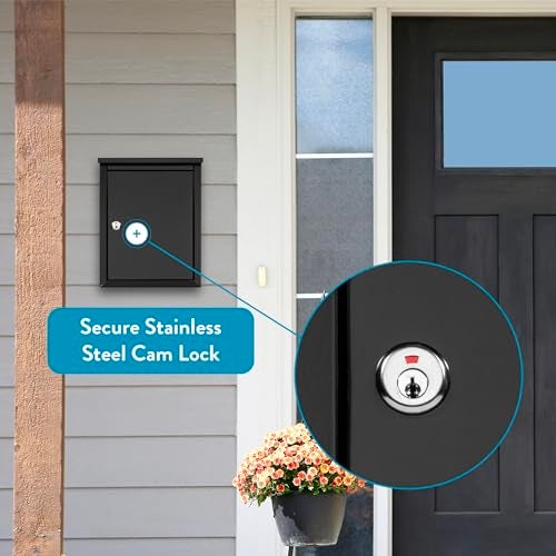 ARCHITECTURAL MAILBOXES 2580B-10 Chelsea Black Locking Wall Mount Mailbox, Medium, Black - Image 2