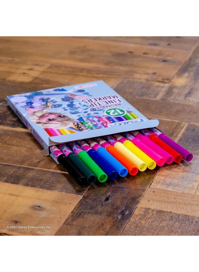 Bendon Disney Frozen Markers Fine-Tip | Frozen Coloring Art Set | Frozen-Themed Markers | Frozen Fine Tip Washable Markers | Elsa & Anna Activity Marker Set | 12 Count | Multicolor | Officially Licensed - Image 3