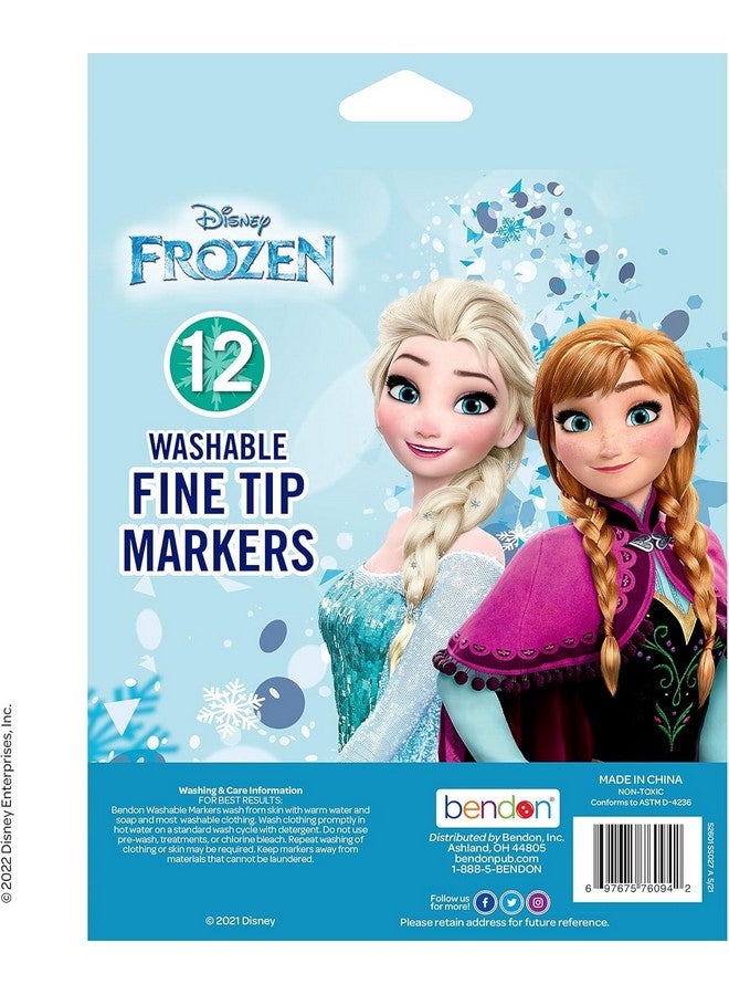 Bendon Disney Frozen Markers Fine-Tip | Frozen Coloring Art Set | Frozen-Themed Markers | Frozen Fine Tip Washable Markers | Elsa & Anna Activity Marker Set | 12 Count | Multicolor | Officially Licensed - Image 2