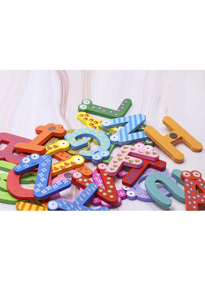 PENTA ANGEL PENTA ANGEL 26Pcs Wooden Magnets Fridge Letters Wood Large Magnetic Refrigerator ABC Alphabet Cute Spelling Learning Game Toys for Kids Baby Girls Boys Toddler Preschool Educational  - Image 5