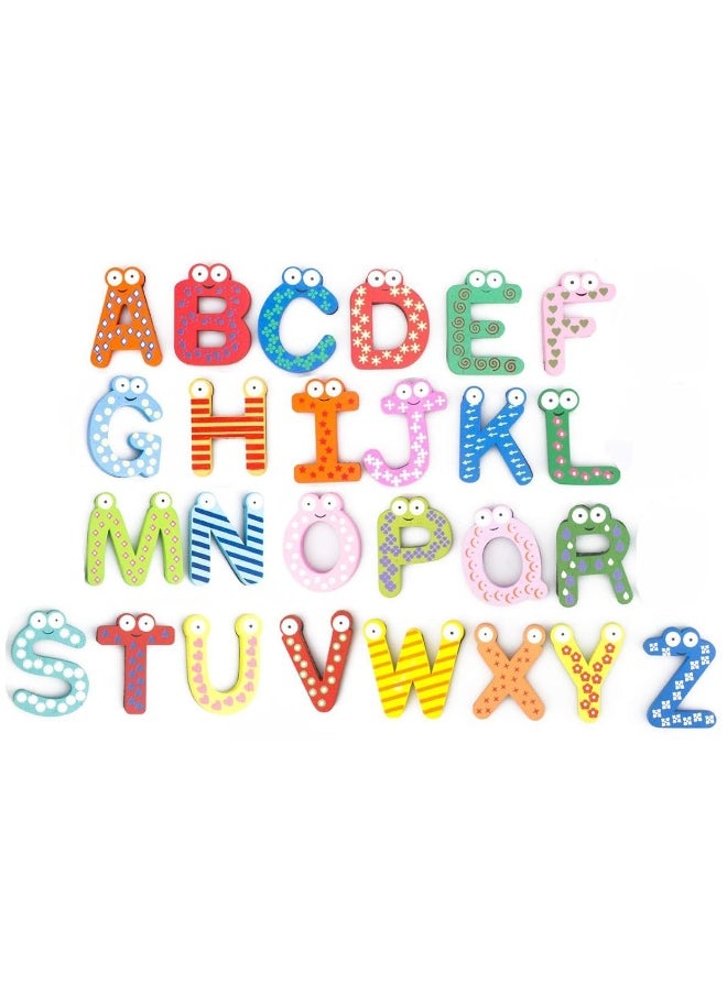 PENTA ANGEL PENTA ANGEL 26Pcs Wooden Magnets Fridge Letters Wood Large Magnetic Refrigerator ABC Alphabet Cute Spelling Learning Game Toys for Kids Baby Girls Boys Toddler Preschool Educational  - Image 3