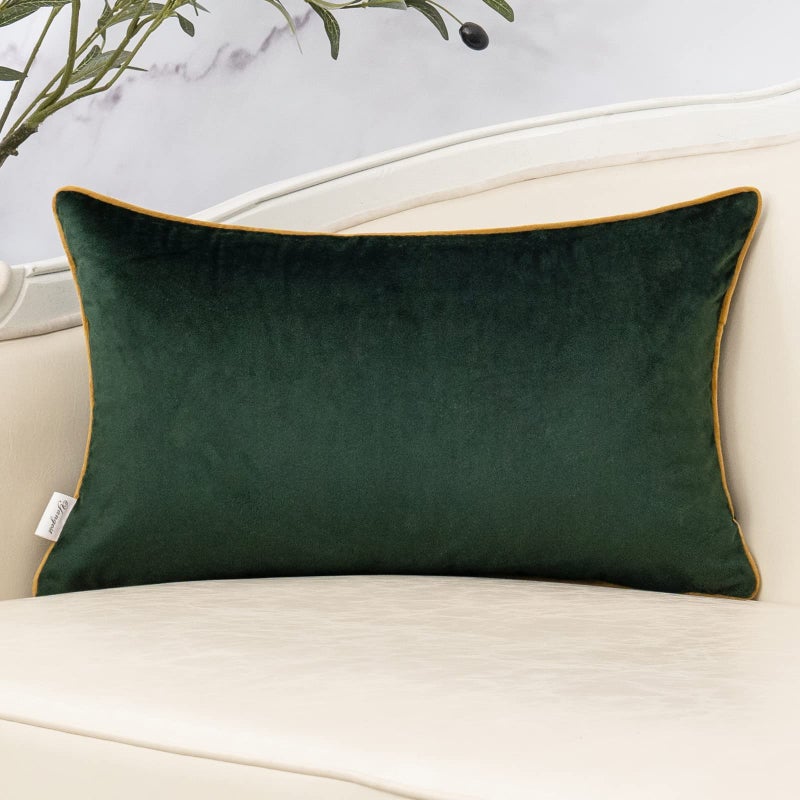 Yangest Green Throw Pillow Cover Velvet Cushion Cover Branches Rectangular Pillowcase for Sofa Couch Bedroom Living Room, 12x20 Inch - Image 2